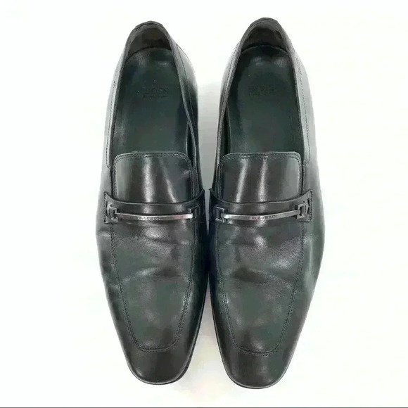 Boss Hugo Boss mens Carl loafers size 9 black leather horsebit main image 11
